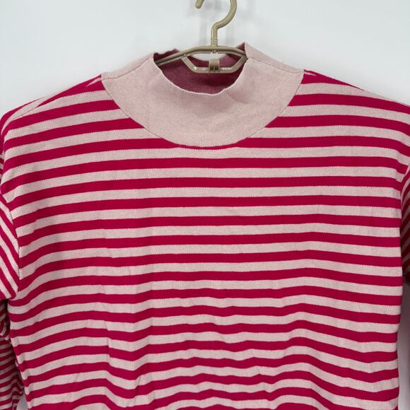 ANTHROPOLOGIE MAEVE CARYS MOCK NECK SWEATER Pink Stripe Size XL NWT - Picture 3 of 7